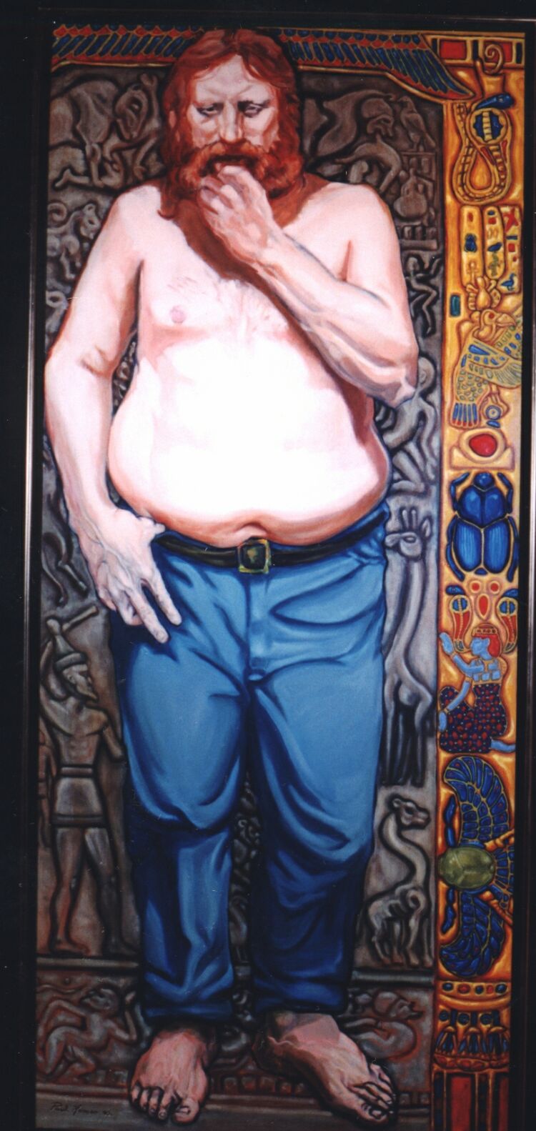 Portrait: Oil on canvas. Big John Zeuffle life size, 210 x 100 cm (86 x 37) 